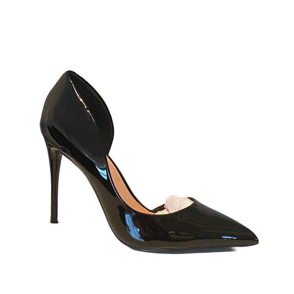 Aqua Dion Half D'orsay High Heel Black Patent Pumps